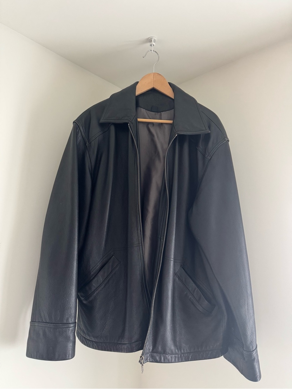 Danier Black Leather Bomber Jacket